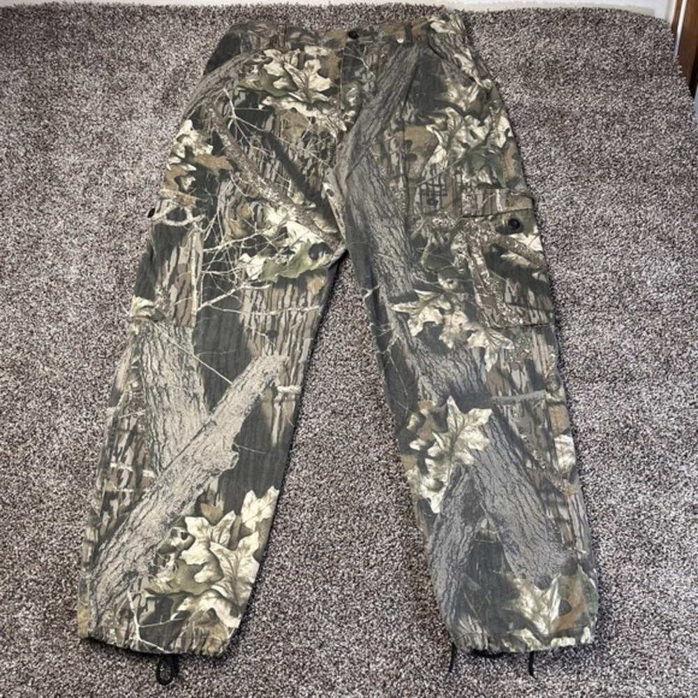 VTG Jerzees Outdoors Pants Mens Size L‎ Camo Mossy Oak Break Up Adjustable Cargo